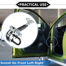 VekAuto Door Check Strap Stopper Limiter Compatible for Alfa Romeo 156 1997-2006, Durable Metal Black Silver Tone Front Left Right Door Check Bracket Stop Door Checker Arm Assembly