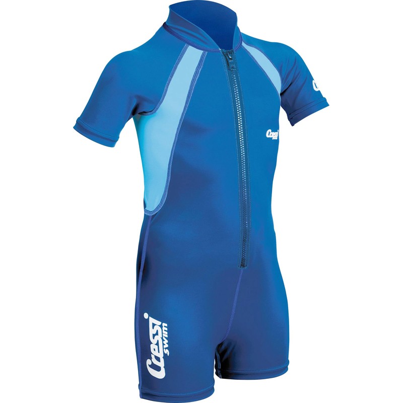 Cressi Boy's Shorty Neoprene Snorkelling Suit, Short Sleeves - Blue/Light