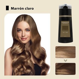 Hair Dye Shampoo, 3 in 1 Instant Hair Dye Shampoo, Champú colorante natural para cubrir canas, for All Hair Types，200ml (Marrón claro)