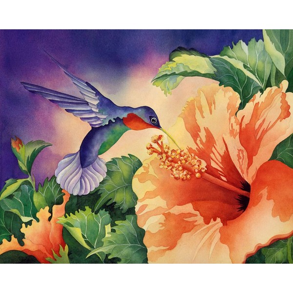 Hummingbird Paint by Numbers Abstract Flowers DIY Floral Pattern Oil Painting for Adults Kids Flowers on Canvas Wall Decor with Paintbrushes Acrylic Pigment for Home Living Room Decor 16"x20"