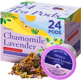 Gya Tea Co Chamomile Lavender Herbal Tea K Cups (24 ct) - Decaf Tea K Cups - Start the Day with Tea Pods - Herbal Tea K Cup Tea Pods 2.0 & 1.0 Tea Gift Set