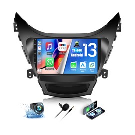 CAMECHO 2G+64G Android 13 Car Stereo for Hyundai Elantra 2011 2012 2013 9 Inch Touch Screen with Wireless CarPlay Android Auto Mirror Link 26UI Bluetooth FM GPS Navigation WiFi SWC Backup Camera