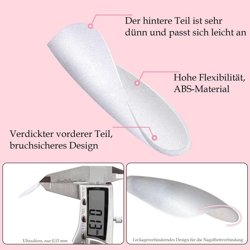 Sun&Beam Nails Artificial Nail Tips, Full Cover Clear Acrylic for