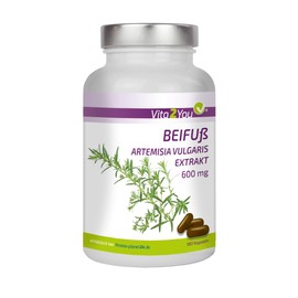 Vita2You Mugwort Extract, 180 Capsules, Artemisia Vulgaris, 10:1 Extract, 6000 mg Powder, No Additives, High Dose, Flavonoids, Bitter Substances, Premium Quality