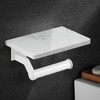 Hoimpro White Aluminum Toilet Paper Holder with White Natural Marble