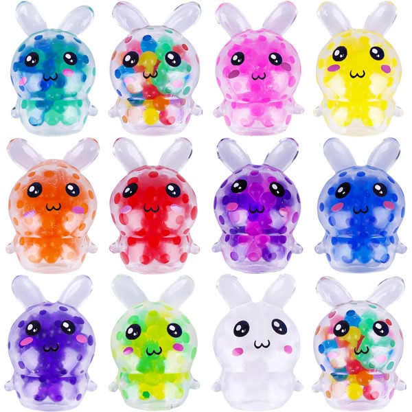 Exun 12 Pcs Easter Bunny Mini Squeeze Balls, Easter Basket