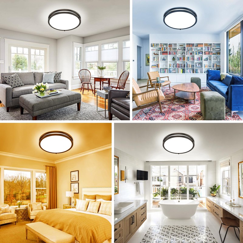 libtit LED Ceiling Lights with Remote for Bedroom Kitchen, 24W