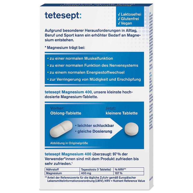tetesept Magnesium 400 - Dietary Supplement for Muscles, Heart &