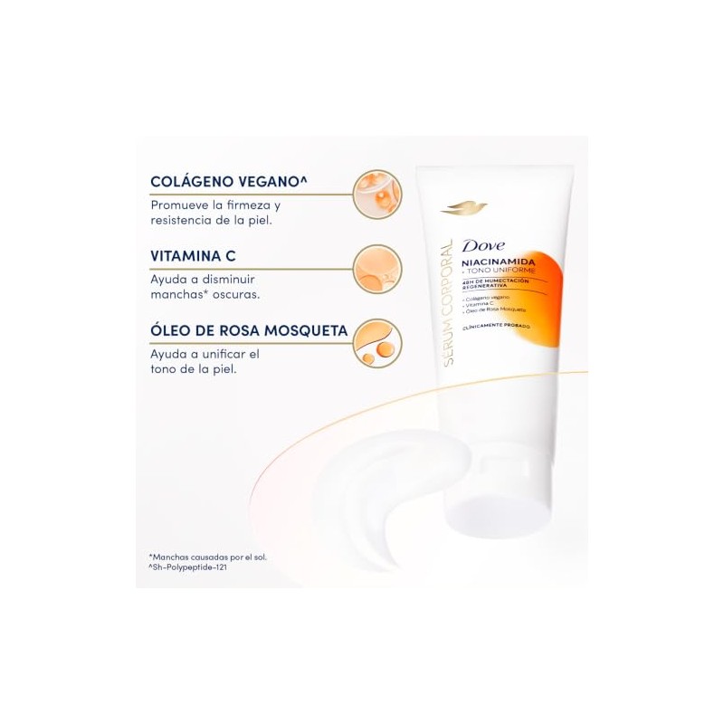 DOVE Sérum Corporal en Crema Niacinamida + Tono Uniforme, cuidado