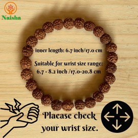 NAISHA Rudraksha Stretchable Bracelet Rudraksha 5 mukhi Paanch mukhi 5 face Bracelet for Meditation Yoga 7 mm Size (Pack of 2)…