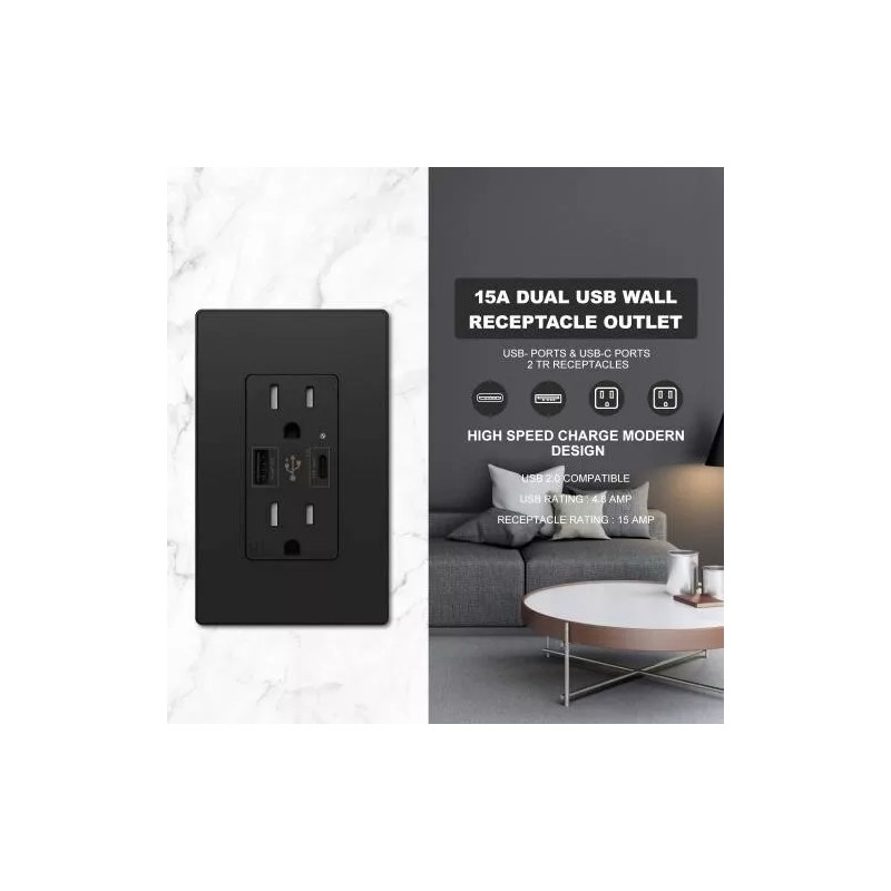 maxbright 10 Pack Outlet With USB C & A, 4.8A