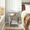 Artloge Square Mirrored End Table: 2-Tier Tall Sofa Side Table