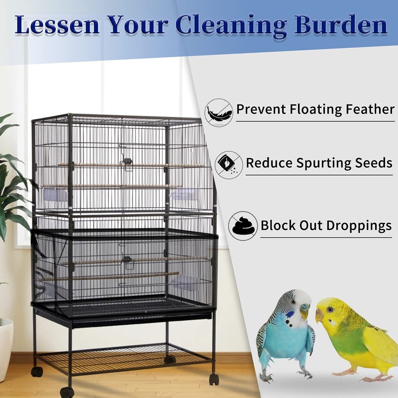 Daoeny Large Bird Cage Cover, Bird Cage Seed Catcher, Adjustable