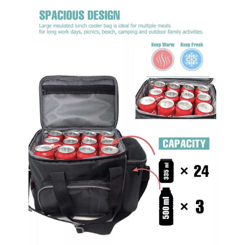 FOXI Large Lunch Cooler Bag Insulated Reusable Lunch Bag For