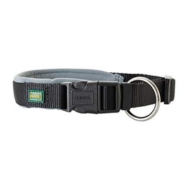 HUNTER NEOPREN VARIO PLUS collar, dog collar, nylon, padded with neoprene, 55/2,5 (L), Black/Grey