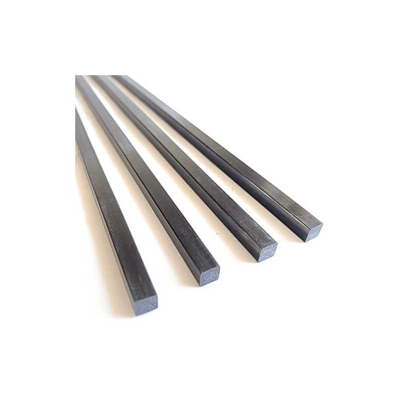 4pcs 6.0mm Square Carbon Fiber Rods 6.0x6.0x420mm,Solid Carbon Tube(pultrusion) 6.0mm