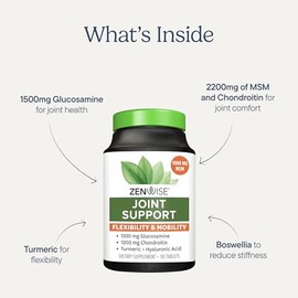 Zenwise Health Joint Support Supplement with Glucosamine Chondroitin MSM, Curcumin & Sulfate - Joint Health for Women & Men - Mobility & Flexibility S