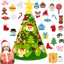 3D Felt Christmas Tree DIY Christmas Tree Decoration Removable Ornaments Christmas Tree Decoration for Children Felt Fabric for Christmas Game Decoration