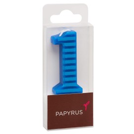 Papyrus Number Birthday Candles Pack, Blue Stripes (10-Count)
