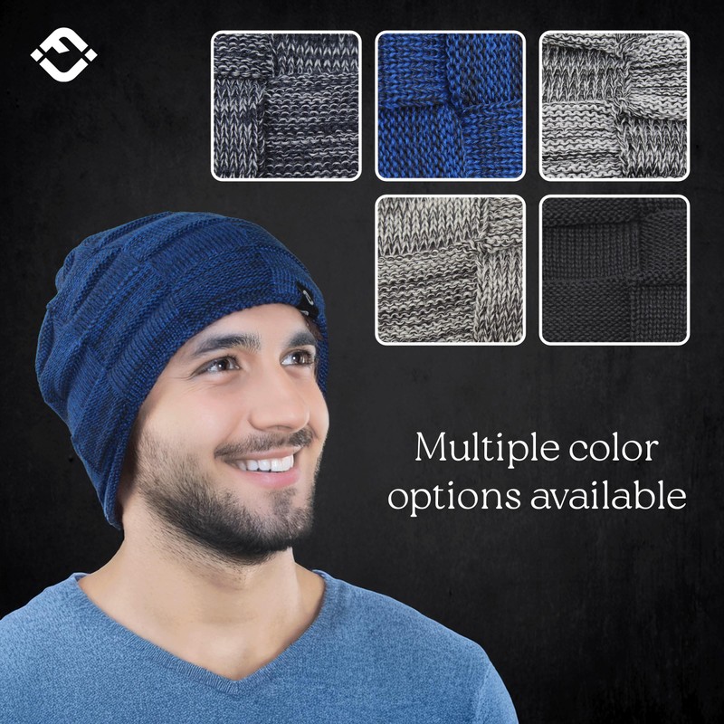 Funky Junque Basics Slouchy Beanie for Men Fleece Lined Knit