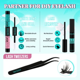 Lash Clusters Kit 144PCS Volume Eyelash Extension Kit with Lash White Bond and Seal,Eyelash Glue Remover and Applicator,Natural Lashes Premium Wide Stem Eyelashes Cluster Kit(Violet,D-Mix9-18mm)