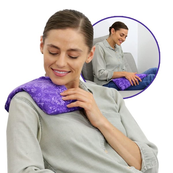 Nature Creation Reusable Microwave Heat Pad - Microwave Heating Pad for Neck and Shoulders, Cold Compress & Hot Pack, Heat Pack Warming Pad, Microwavable Heating Pads for Cramps, Purple Flowers 1 pack