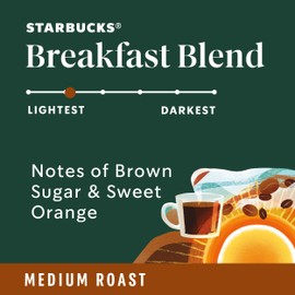 Starbucks Ground Coffee, Medium Roast Hot or Iced Coffee, Breakfast Blend, Six 18 oz Bags​