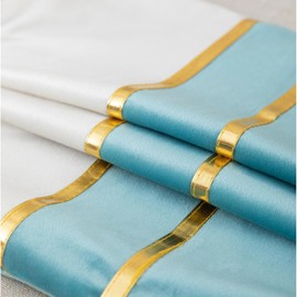 ZLINA Set of 2 Velvet Decorative Throw Pillow Covers Aqua Green White Patchwork with Gold Leather Pillow Covers 20 × 20 Inch Cushion Covers Decor Living Room Sofa Bedroom Car
