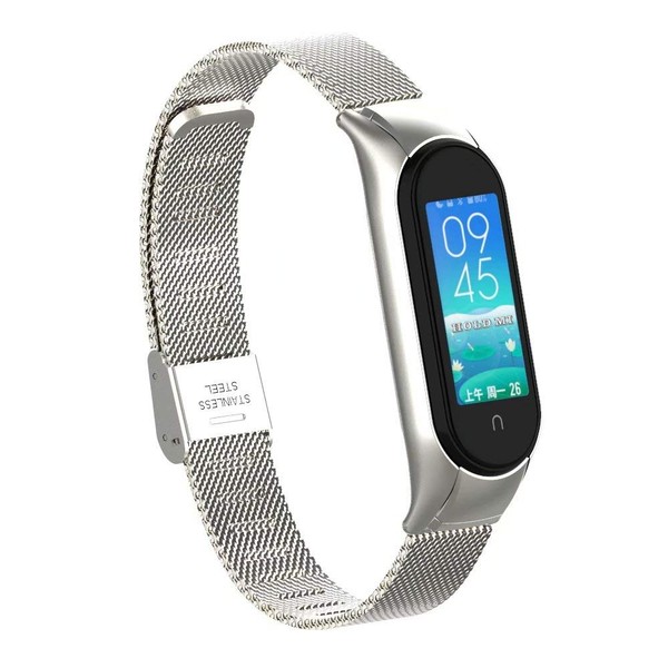 T-BLUER Band Compatible with Xiaomi Mi Band 5/Mi Band 6 Bands,Stainless Steel Metal Wrist Strap Wristband WatchBand Bracelet Accessories for Xiaomi Miband 5/6,No Tracker Included