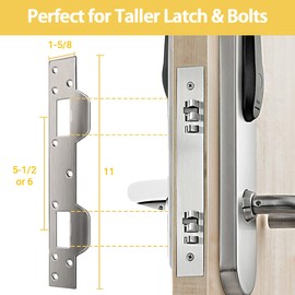 Door Strike Plate Reinforcement Plate - Front Door Security Devices Metal Striker Plates Door Latch Plate with 5-1/2 inch to 6 inch Hole for Exterior Interior Door Deadbolt Fix Door Frame Door Jamb