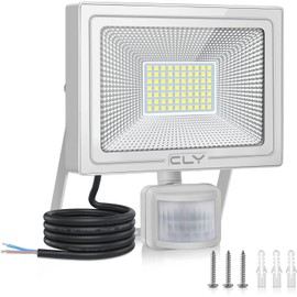CLY 60 W LED Spotlight with Motion Sensor Outdoor 5200 LM Super Bright 6500 K Cool White LED Floodlight IP66 Waterproof Outdoor Spotlight Brightness Adjustable Headlight for Garden Garage Yard Sports