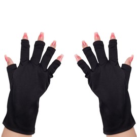 LeTradeJP UV Protection Gloves for Nails, Comfortable, Soft, High Elasticity, Sunscreen, Black, UV Protection, Washable, Good Texture, Anti-Aging, Gel Nail Lamp (Black, 1 Pair)