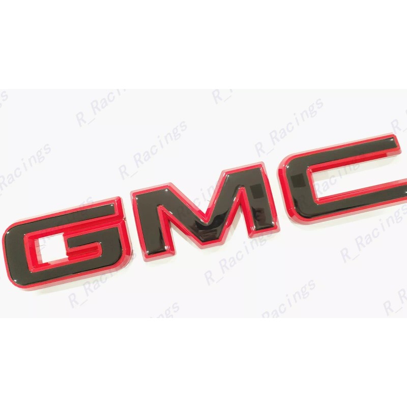 Auto Front Rear Gloss Red Black Emblem Overlay 2019+ GMC