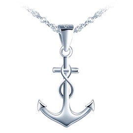 MicLee Necklaces for womens and girls, 925 sterling silver necklace, Classic anchor-infinity symbol necklace pendant, symbol of courage, protection and strength, Creatives necklaces, silver