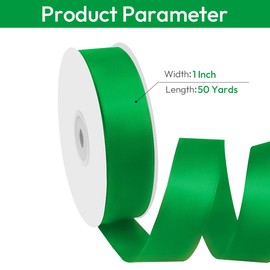 Isaspire 1" Width x 50 Yards Satin Fabric Ribbon, Green Ribbon Perfect for DIY Bows, Swags, Gift Wrapping, Craft, Flower Bouquet，Christmas and Party Decoration