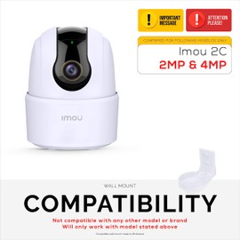 Wall Mount Compatible with Imou 2C 2MP & 2C 4MP Pet & Baby Indoor Camera, Security Camera Holder Bracket, Reduce Blind Spots & Clutter, Adhesive & Screw-in Mounting - Easy to Install (White)