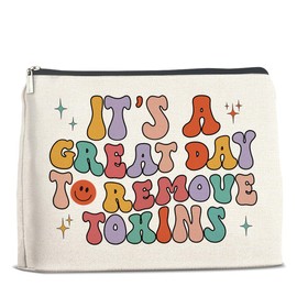 UPNEGE Dialysis Tech Makeup Bag Dialysis Nurse Gifts for Women, Dialysis Technician Appreciation Gifts, Nurse Gifts It's a Great Day to Remove Toxins Cosmetic Bag Zipper Makeup Pouch