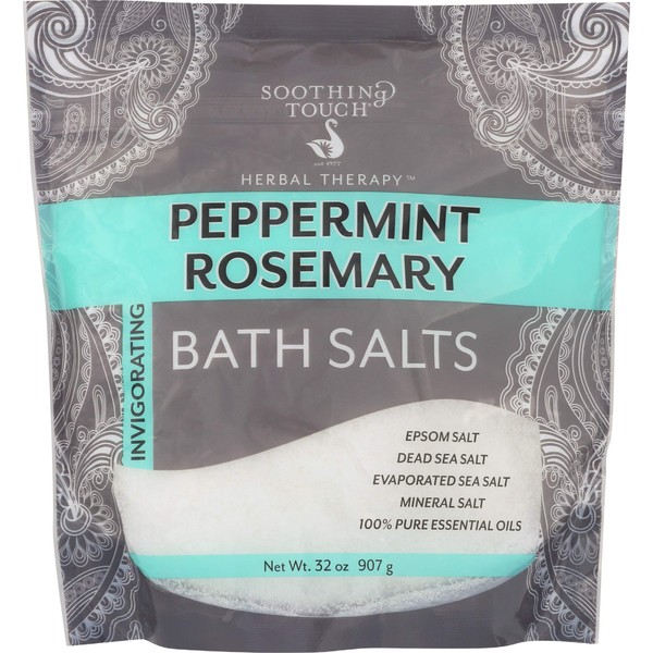 Soothing Touch Peppermint Rosemary Invigorating Bath Salts Pouch 32 Oz