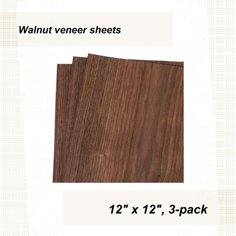 Walnut Veneer 12" X 12", 3-Piece