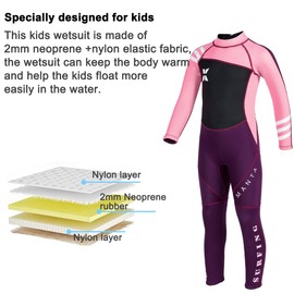 Kids Wetsuit Full Suits 2.5mm Neoprene Swimsuit UV Protection Keep Warm Long Sleeve Wetsuits for Swimming Diving Scuba XL Size 18818PK-XL