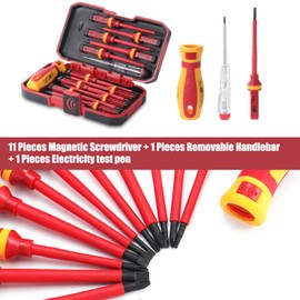 eROOSY VDE Insulated Screwdriver Set Cr-V 1000 V Electrician Screwdriver Set, Insulated Magnetic Screwdriver Set, Phillips Pozidriv Torx Electrician Tools, Pack of 13