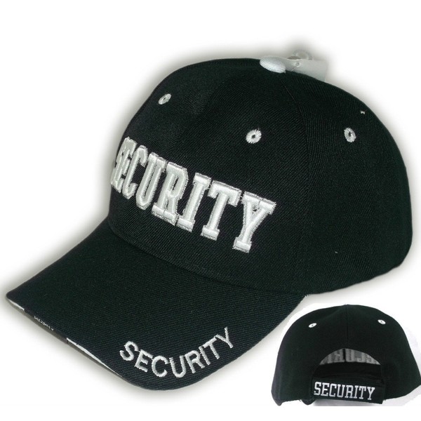 Security Hat Baseball Ball Cap Black Embroidered Adjustable 100% Cotton