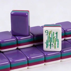 In Stock Beach Supplies New Mini Travel 4 Layer Engraved Acrylic Luxury 160 Purple Set America Mahjong TilesSize: 31.5*23*16 mm(1.24*0.91*0.63inch), Color: Purple
