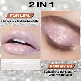 FOCALLURE Metallic Chameleon Liquid Lipstick, Glitter Lip Gloss, Shimmery Finish, Nonstick Cup Lip Makeup for Costume, Cosplay, Rave Festival, 02 ZIRCON