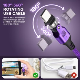 EndlesShine USB C to C Cable PD 240W (1 Pack 3.3ft) USB2.0 480MBPS & Data Transfer Cable 360° Rotating Charge Cables Phone Charge Cord for Type C Devices (Purple)