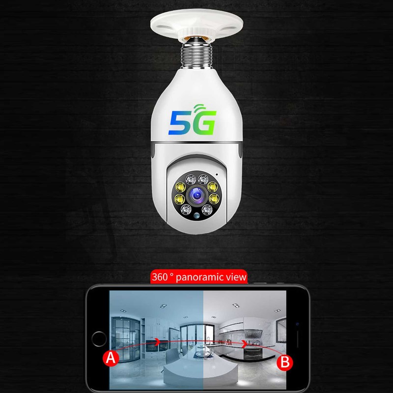 Lamp Holder Camera Wireless 360 Degree 2.4GHz and 5G WiFi