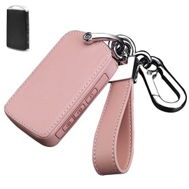 ontto Leather Car Key fob Cover fit for Mazda 3 Alexa Keyring for Mazda 3 CX-30 CX-5 CX-9 Mazda 3 Sedan 2019 2020 Accessories Key case Key Holder Keychain Protector 3 Buttons Pink A