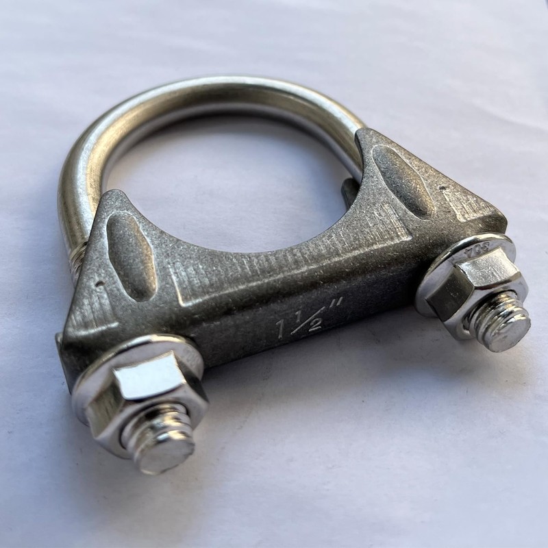 Universal Heavy Duty 1-1/2 Inch Stainless Exhaust U-Bolt Clamp, 1.5
