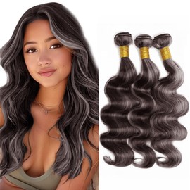 Condescension P4/Grey Human Hair Bundles 26 28 30 inch Jerry Body Wave Human Hair Bundles Highlight Chocolate Grey Unprocessed Soft Sewn In Hair with Double Weft for Black Women