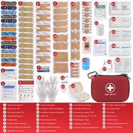 Small First Aid Kit : Waterproof Emergency Kit with Pill Organizers for Medication/Vitamin/Fish Oil/Supplements,Portable Medical Kit with Tourniquet,Ideal for Car,Travel,Home,Camping（144 pcs）